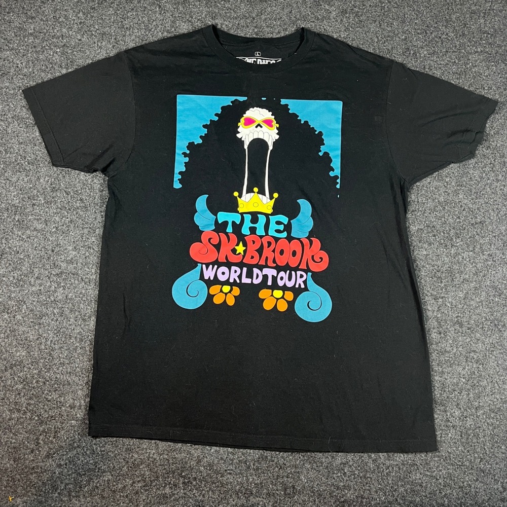 One Piece Soul King Brook World Tour T-Shirt Mens Large Black Ripple Junction